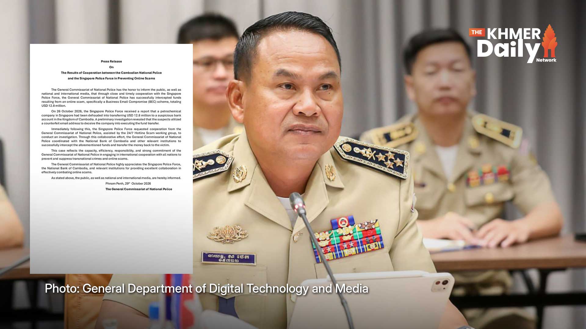 Cambodian Police Help Recover $12.8M Lost in Singapore Email Scam