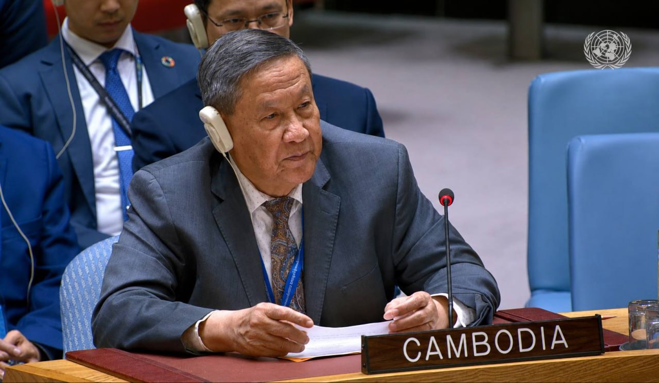 Ambassador Keo Chhea, Permanent Representative of Cambodia to the United Nations, addressed the UN Security Council Open Debate on "Protecting Civilians in Armed Conflict" on May 21, 2026, at UN Headquarters in New York.